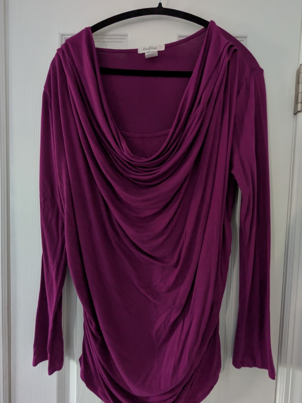 Everly Grey Cowl Neck Top - Deep Magenta Draped Top L